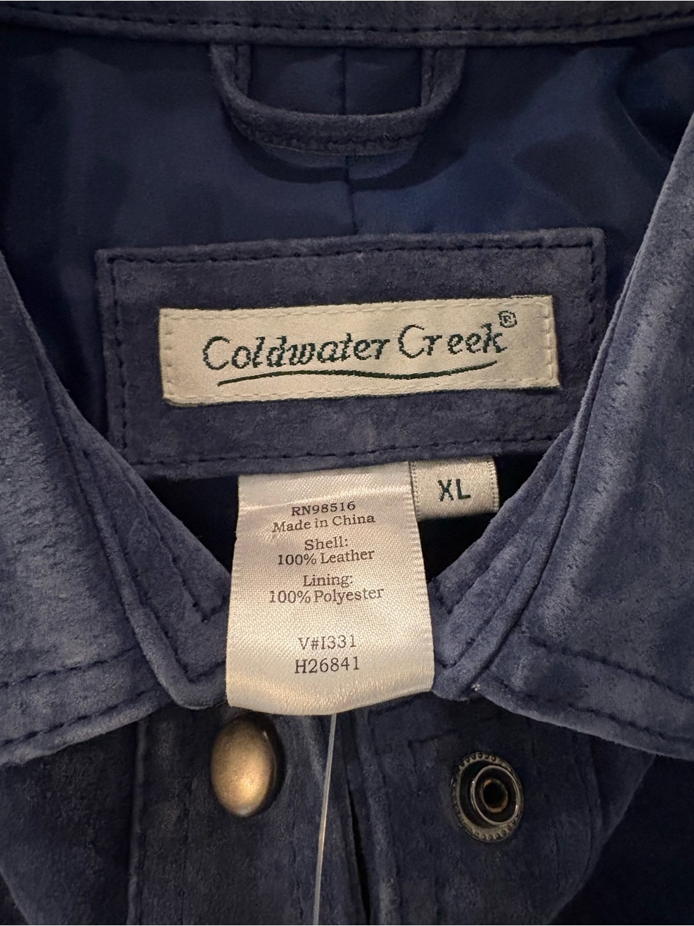 Coldwater Creek Blue Leather Snap-Front Shirt Jacket - Picture 7 of 7
